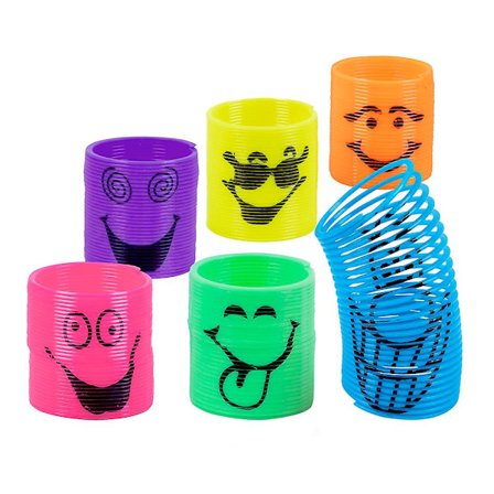 6 Slinkies smileys 3 cm