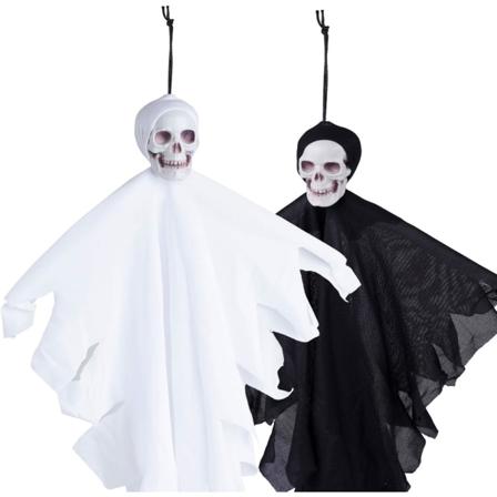 2 stk. Halloween hængende spøgelsespynt, 14,5" sort og hvid H"