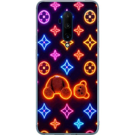 Kompatibel Mobilcover til OnePlus OnePlus 7T Pro Neonfarvet luksusmønster med glødende teddybjørn i pop art-æstetik