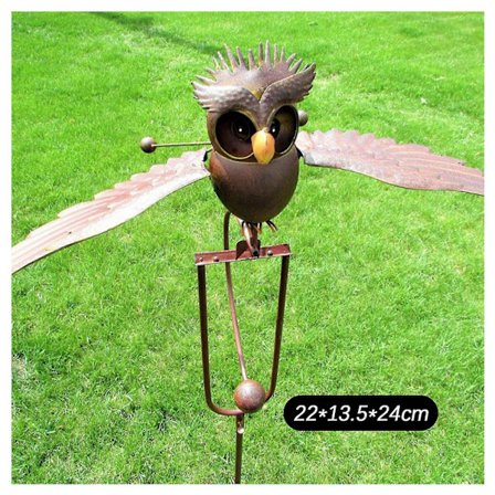 Sød Ugle i Metal Udendørsdekoration Plug-in Havedekoration Til Hjemmehave