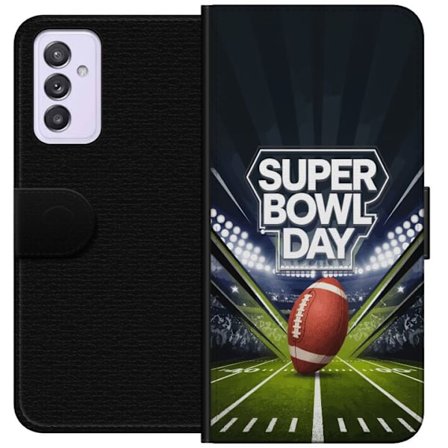 Yhteensopiva Lompakkokotelo Samsung Galaxy A82 5G Super Bowl Day juliste, jossa amerikkalainen jalkapallo valaistuksella varustetulla areenalla dramaa