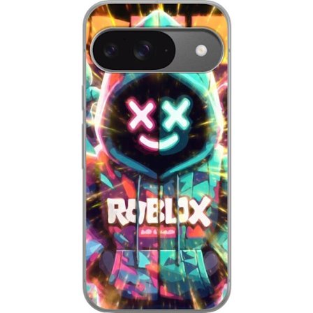 Kompatibelt Mobildeksel til Google Google Pixel 9 Neonfarget Roblox hettegenserfigur med lysende effekter og energifylt bakgrunn, moderne spillillustr