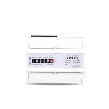 Trefas elmätare, digital trefas 4-tråds DIN-skena energimätare 35(100)A elektronisk KWH-mätare, trefas DIN-skena energimätare