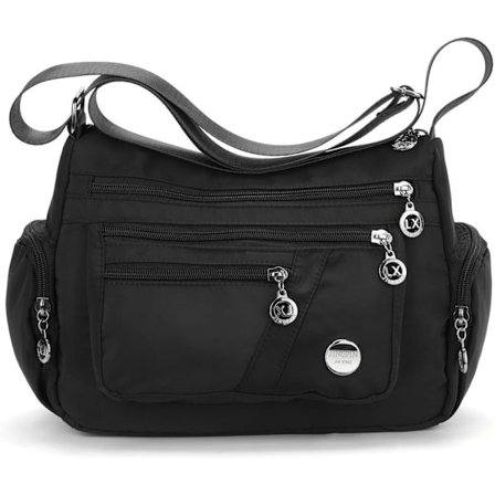 Dame Håndveske med Flere Rom Messenger Cross Body Vesker Ferie Skulderveske Svart