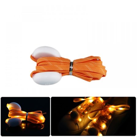 1 par LED-ljus skosnören lysande blinkande skosnören med 3 ljuslägen för nattsporter (orange)