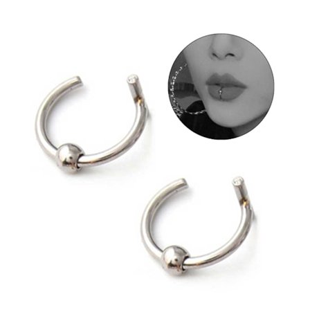 2-pack Fake Läppring utan Hål Fake Piercing Silver
