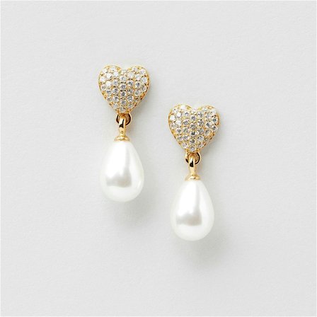 Ariel Heart Pearl Studs - 24K VERGOLDETES STERLINGSILBER