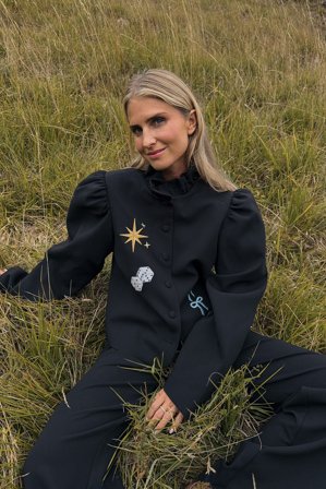 Olivia TPS x NA-KD Blazer brodé - Blazers - Noir - EU 40