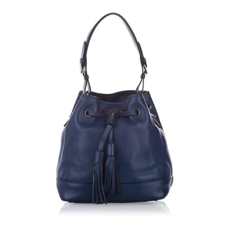 Prada Vintage, Pre -owned Leather Bucket Bag Blauw, Dames, Maat:ONE Size