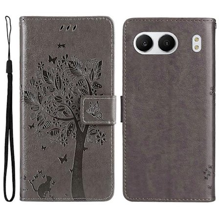 Kompatibel med OnePlus Nord 4 Case Katte Træ Mønster Flip Læder Telefon Cover-lingling}