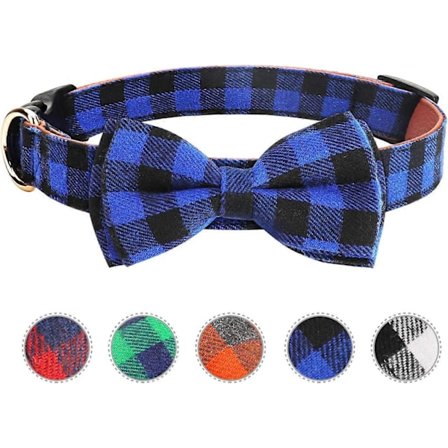 Hundhalsband med Fluga, Hund- och Kattkrage med Fluga Spänne Lätt Rutig Hundhalsband för Hundar Katter Husdjur Mjuk Bekväm, Justerbar