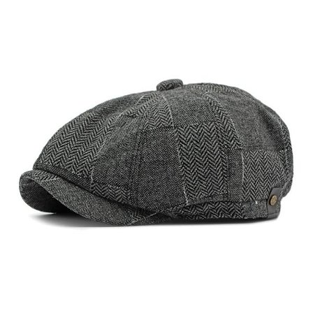 8-Panel Tweed Newsboy Cap - Flade Kasket - Mode Kasket Golf Kasket Cap Beret Baker Boy Hat Til Mænd Og Kvinder