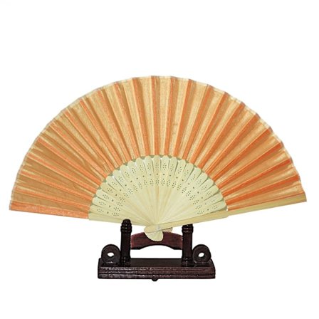 Vifte - Ensfarvet orange chiffon med træbund