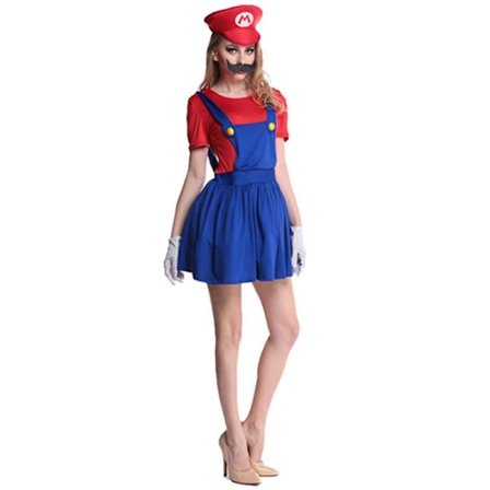 Super Mario Cosplay Kostym Jumpersuit Halloween Party .q