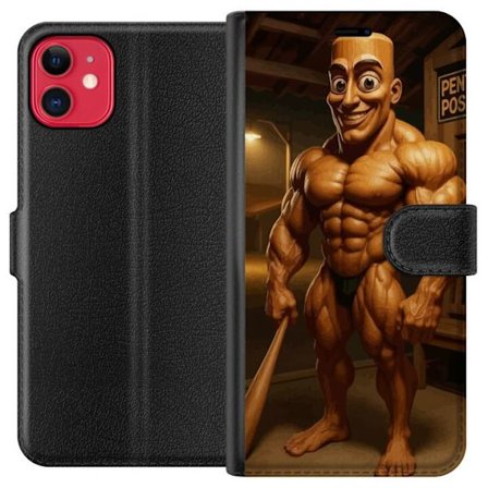 Kompatibelt Plånboksfodral till Apple Apple iPhone 11 Italiensk Brainrot träfigur