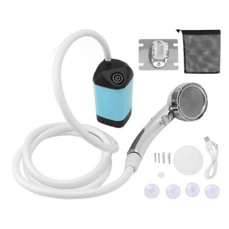 Kannettava suihku retkisuihku 3 vaihdetta säädettävä ulkokäyttöön tarkoitettu retkisuihkupumppu sähköinen ladattava kannettava retkisuihku sininen