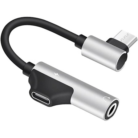 Usb-c till 3,5 mm hörlursuttagsadapter och laddare 90 graders typ C till typ C hona