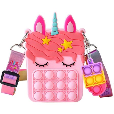 Pop Taske Fidget Legetøj, Sensorisk Legetøj Pop Fidget Taske med Pop Nøglering, Crossbody Lille Taske Pop Skuldertaske til Piger (Pink)