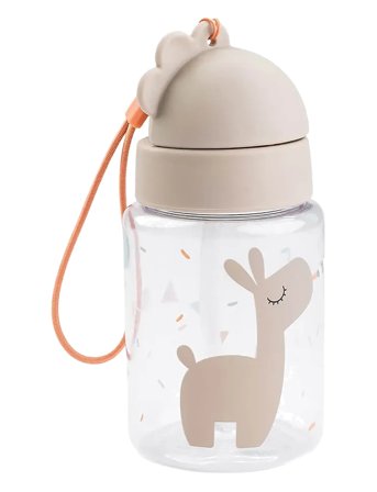 Done by Deer Straw Bottle Celebration Sand 280 Ml - Beige - Ø7X H 15CM.280ML