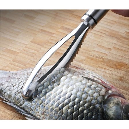 Fish Scale Remover/Fish Scaler - Stainless Steel Oval Broad Serrated