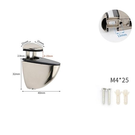 Glasdørklemme Glashyldeholder STYLE 2 STYLE 2