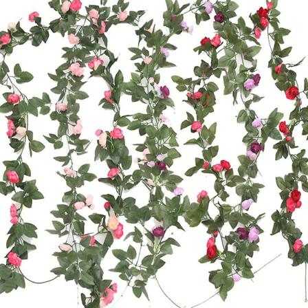 10 kpl 99" Flower Garland Fake Rose Vine tekokukka riippuva ruusu muratti taidekoristelu