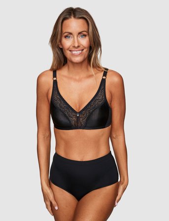 Abecita Glitter,Soft Bra White - Black - A 80 - 85