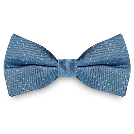 Niebieska muszka jedwabna w kropki dla mężczyzn - Muszki gotowe do noszenia