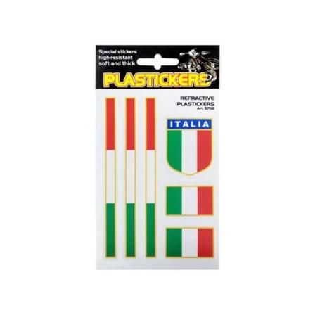 Reflekterende klistermærker til plast, Italien Skjoldflag, Board 13 x 9,5 cm