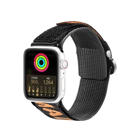 Dux Ducis Utomhus Armband för Apple Watch Ultra, SE, 9-1 (49, 45, 44, 42 mm) Svart & Orange Nylon