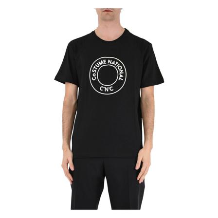 Costume National, T-shirt with cotton logo Czarny, Mężczyzna, Rozmiar: S