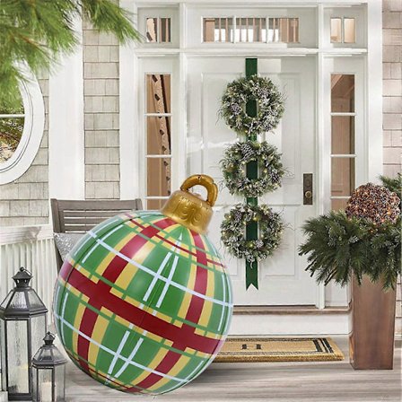 Juleoppustelige, Oppustelig Julekugle, 60 cm Kæmpe Juleoppustelig Kugle, 2021 Ny Juledekoreret Kugle, Udendørs Juledekoration