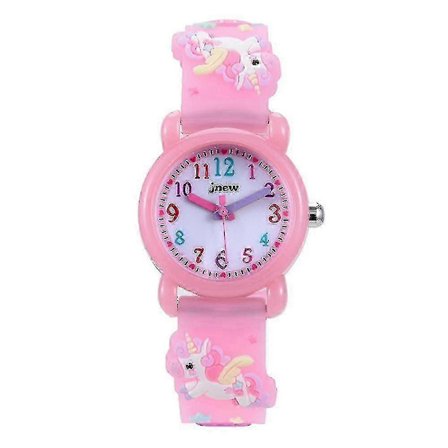 Laadukas 3D Sarjakuva Vedenpitävä Lasten Kello Hälytyksellä - Yksisarvistyyli, Paras Lelahjalelu Tytöille pinkki