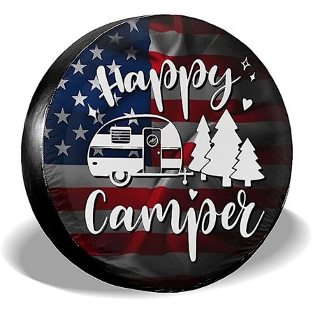 Dækbetræk Happy Camper Usa Flag Vandtæt Støvtæt Universal Reservehjul Dæk