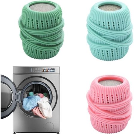 ING 3 stk. Vaskebold til vaskemaskine, stofblødgørerdispenser, genanvendelig tørrebold, stofblødgørerbold, genanvendelige tørrebolde, tørretumbler, 