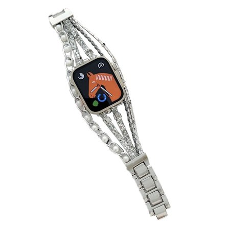 Apple Watch Series (41mm) metallarmband med hjärthänge i läder - Silver