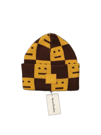 Brun och gul rutig mössa Acne Studios