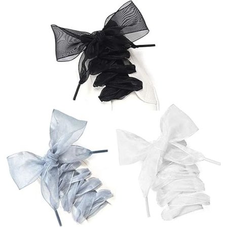 3 par organza snørebånd flade sko silke satinbånd snørebånd