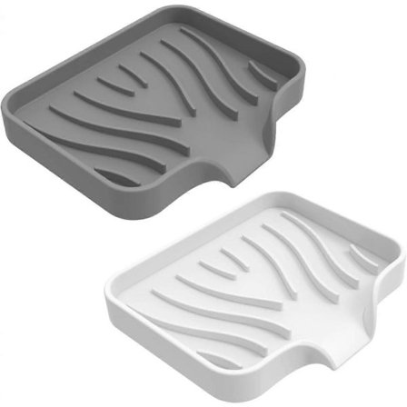 2 stk. såpeskål til bad, silikon såpeskål, såpeholder med drenering, såpebrett for dusj, kjøkken, bad og benkeplate (hvit og