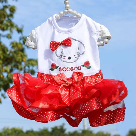 Husdjurskläder Vår Sommar Ny Puffy Fruktklänning Hundar Högtidsklänning Red M