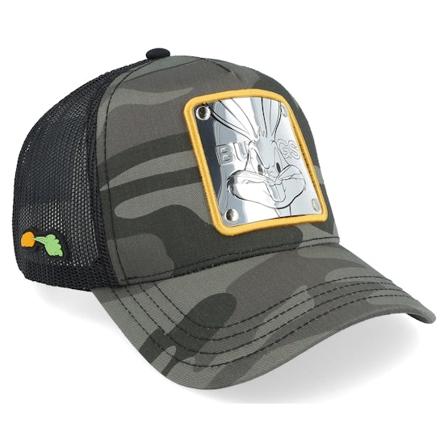 Capslab - Looney Tunes Bugs Bunny Black/Camoflauge A-Frame Trucker Trucker Camo Cap - @ Hatstore