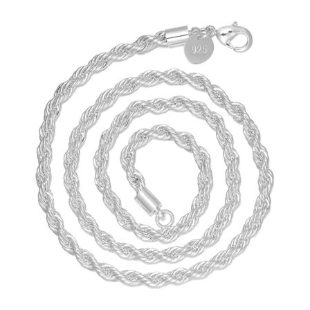 Mordely Twisted Rope Chain Necklace 925 Sterling Silver 18 INCH 18 INCH