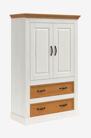 Loft24 - Selma Garderobe med 2 dører og 2 skuffer i furu - Hvit - Garderobeskap & klesskap - Fra Homeroom