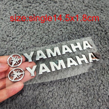 Moottoripyörän tankin logotarrat Yamaha | Yamaha-moottoripyörän tankinsuoja - 3D Yamaha Small Silver_MGF