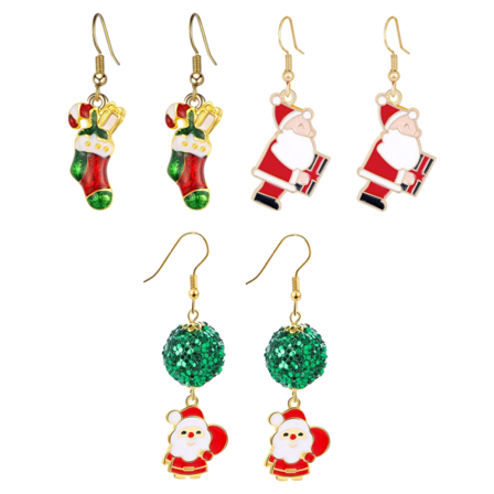 CDQ Juleøreringe til kvinder - Julekransøreringe med juleblomster - Lange