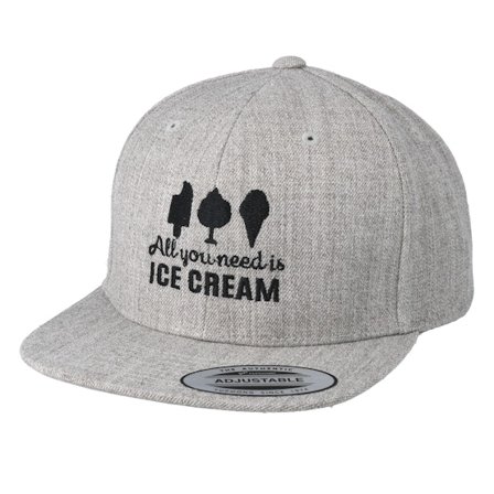 Kinder Kiddo Cap - Grau Cap - Kinder All You Need Is Ice Cream Heather Grey Snapback @ Hatstore