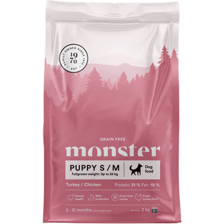 Monster Pet Food - Dog Original Grain Free Puppy S/M Kalkun og kylling 12 kg - Hund - Hundefôr & hundemat - Tørrfôr for hund - ZOO.no