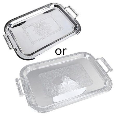 Nordisk Serveringsbrett i Rustfritt Stål med Håndtak Elegant Rektangulært Kaffebar Mat Holder Dessert Display Plate DekorBY