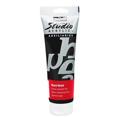 Gesso - Pébéo - Svart - 250 ml - Matt - Målarfärg