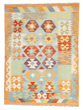 Kilim Afghan Old Style Rug 125X172 Orange/Green Wool, Afghanistan